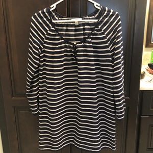 J. Crew 3/4 Sleeve Striped Tunic Coverup
